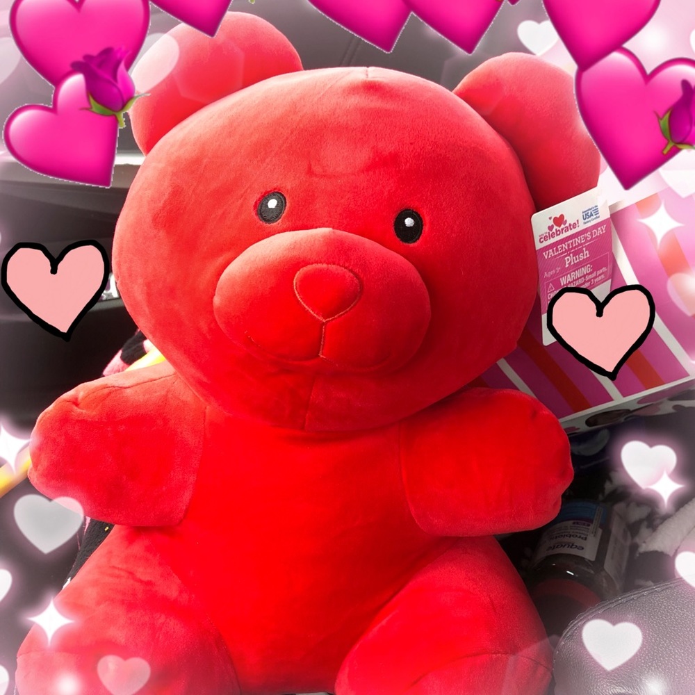 Red squishmellow like feel gummy bear pillow totally open to offers!